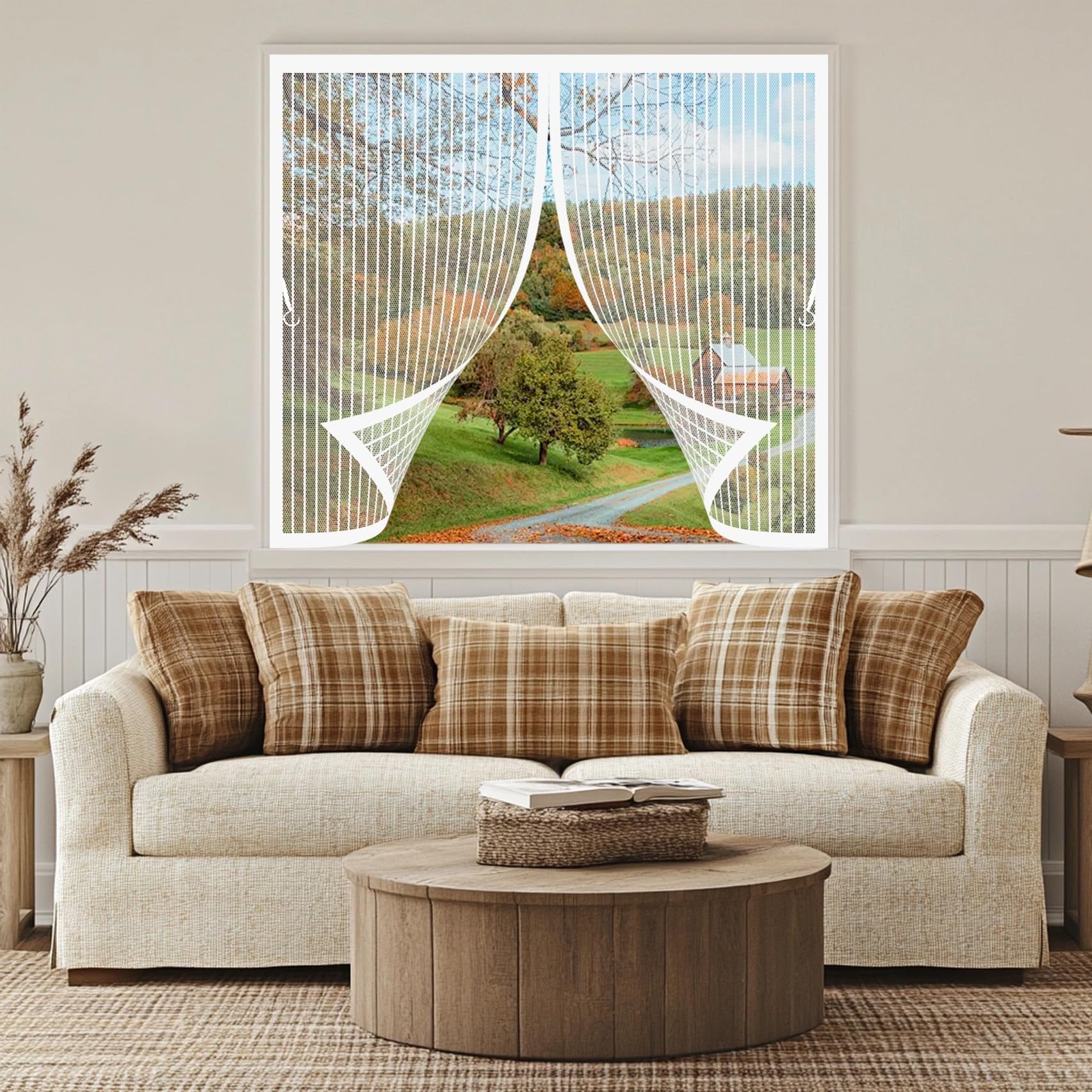 Magnetic Mosquito Nets 160 x 178 cm Automatic Closing, No More Annoying Insects in the House – Non-Shortening Magnetic Mosquito Nets for All Types of Windows, White