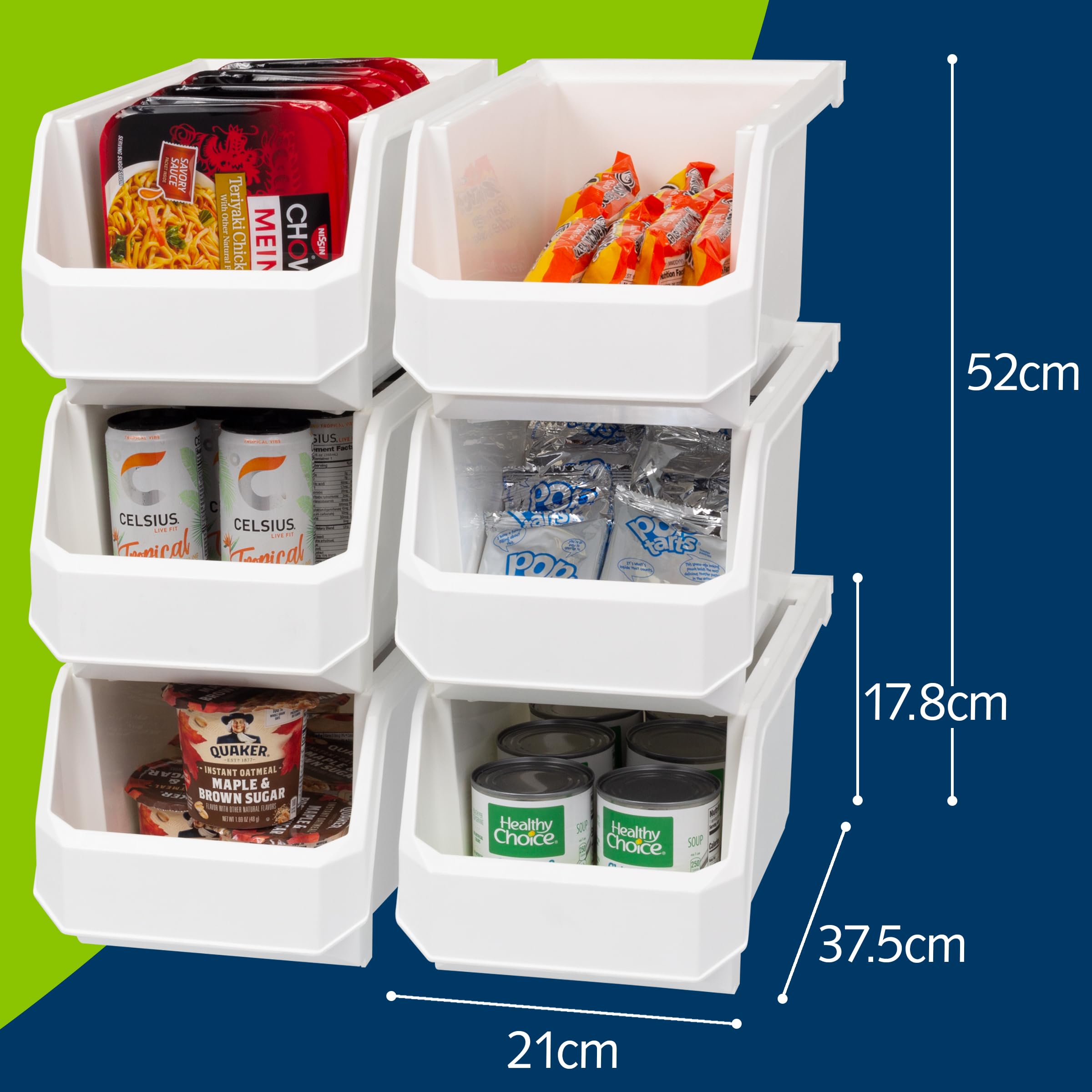 ReadySpace Lot de 6 récipients en plastique pour organiser et ranger les placards, la cuisine, le bureau, les jouets ou le garde-manger, grand, blanc