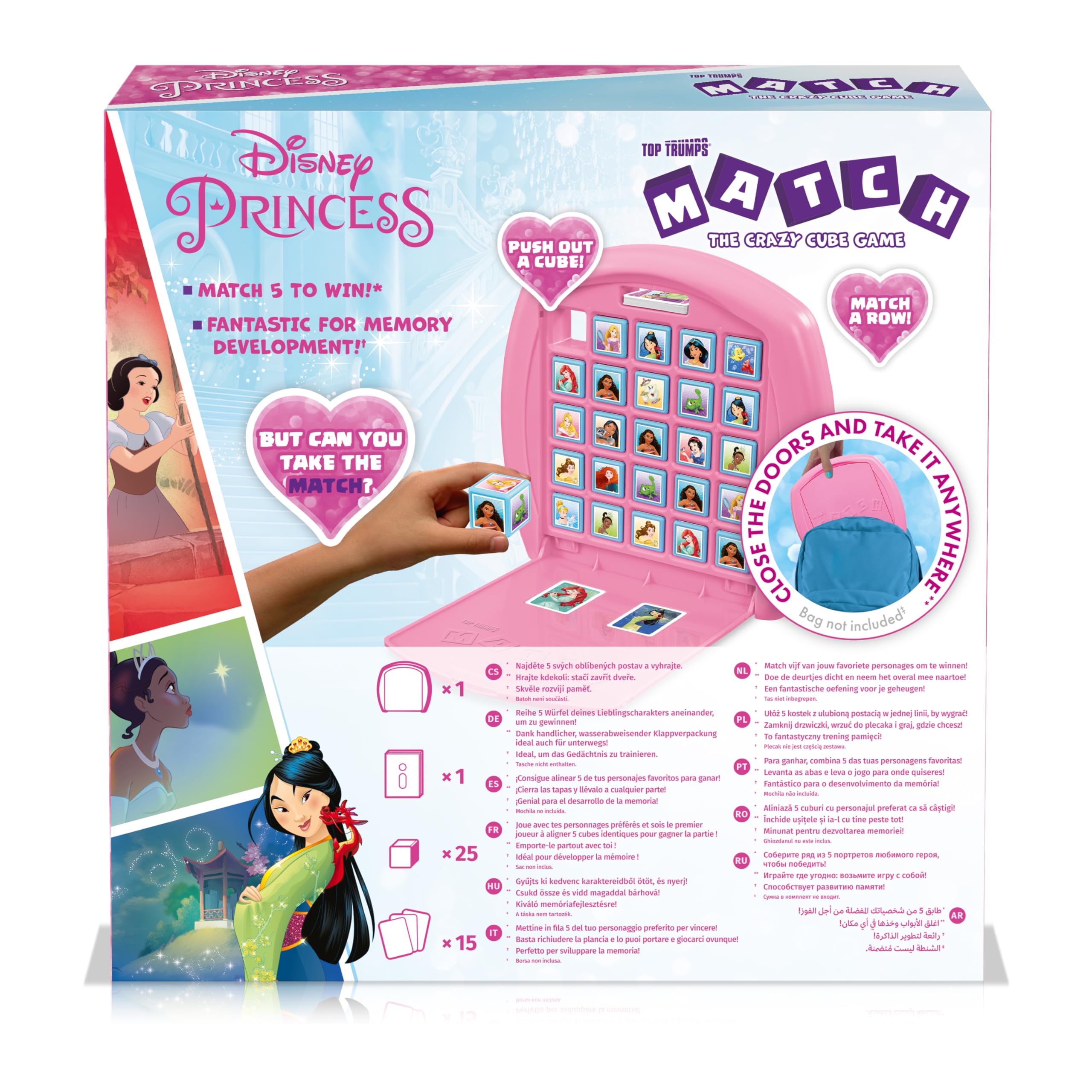 Winning Moves - Match Disney Princesses - Jeu de société - Jeu de Voyage - Aligne 5 Cubes pour Gagner - A partir de 4 ans - 2 Joueurs - Version française