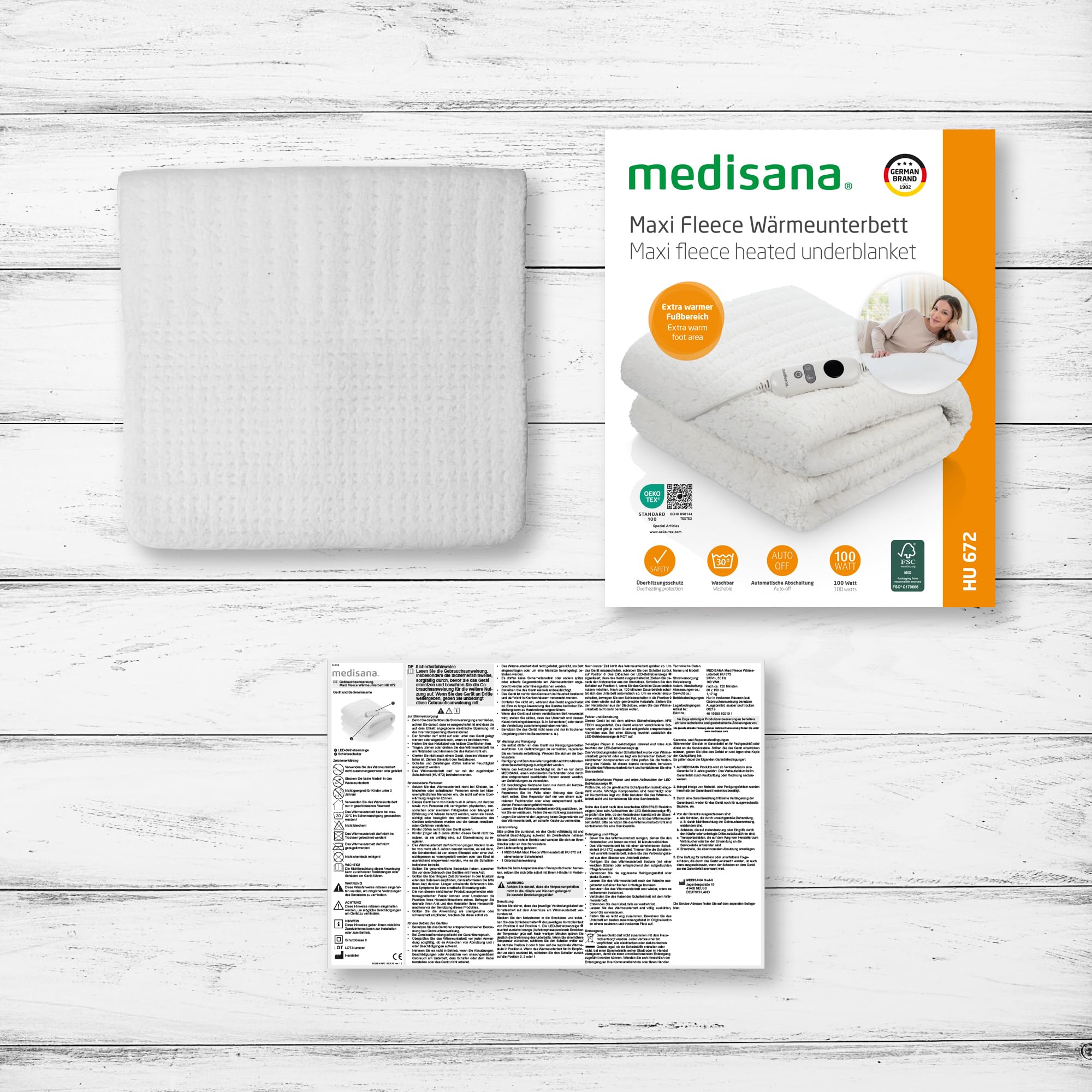 medisana HU 672 Sottocoperta elettrica super soffice, 150 x 80 cm, dorme come sulle nuvole, spegnimento automatico, protezione da surriscaldamento, 4 impostazioni di temperatura, lavabile