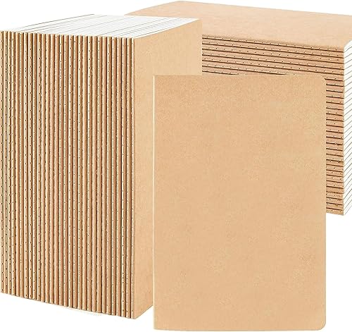 Juego de 90 cuadernos Kraft tamaño A5, 68 páginas, diario de notas de línea, adecuado para niños, niñas, mujeres, estudiantes, columna vertebral