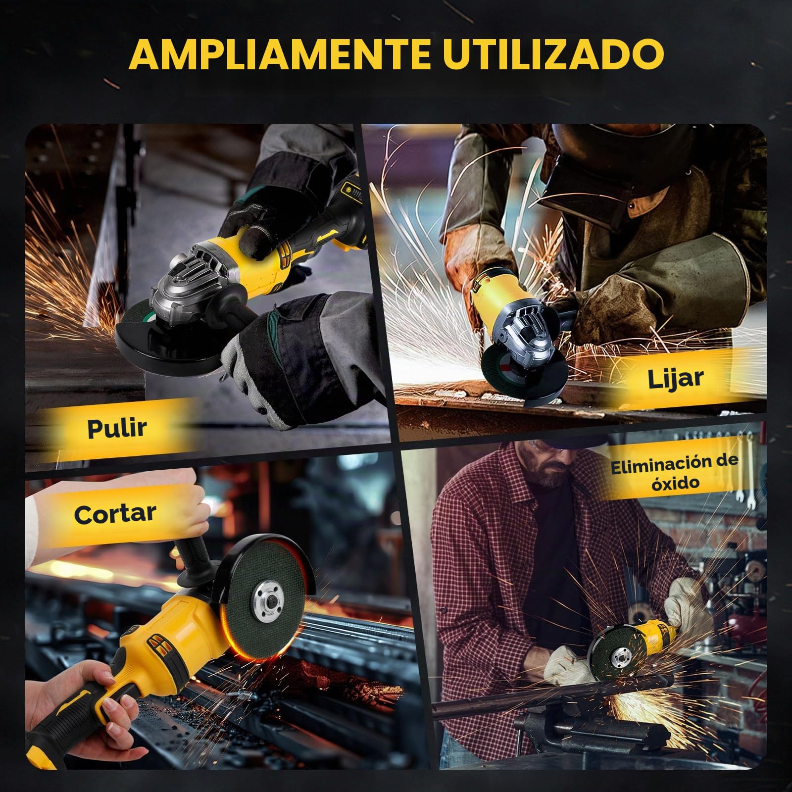 Amoladora angular inalámbrica para Dewalt, 125 mm, 10.000 rpm, herramienta de separación, amoladora eléctrica, motor sin escobillas con 6 discos de corte para cortar madera, plástico, metal pulido