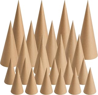 TFTAFAN 24 Pack Paper Mache Open Bottom Cones for Christmas, Halloween, Valentine's and DIY Decorations