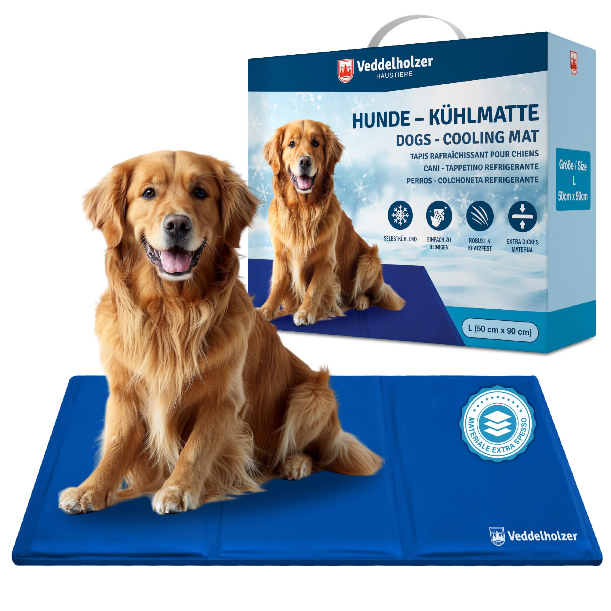Veddelholzer Tappetino refrigerante (L) auto-raffreddante senza elettricità, perfetto per l'estate e i viaggi, piccolo, medio e grande