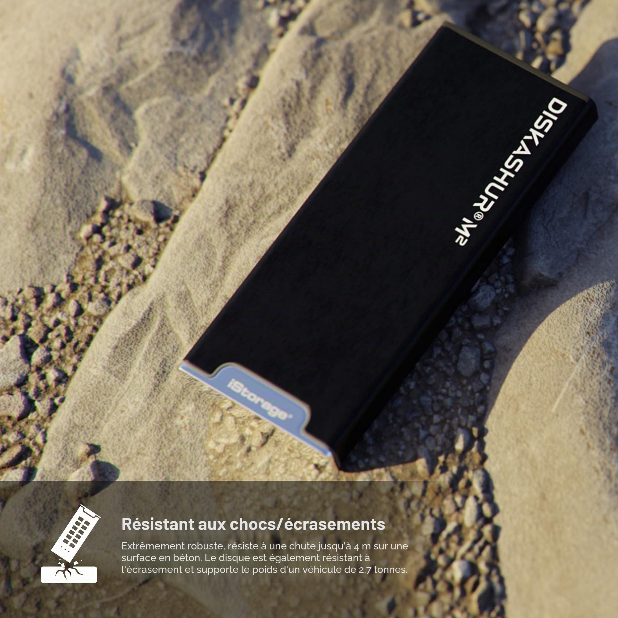 iStorage diskAshur M2 500 Go - Disque SSD portable USB 3.2 authentifié par code PIN, crypté matériellement - Ultra-rapide - Conforme à la norme FIPS - Robuste et portable