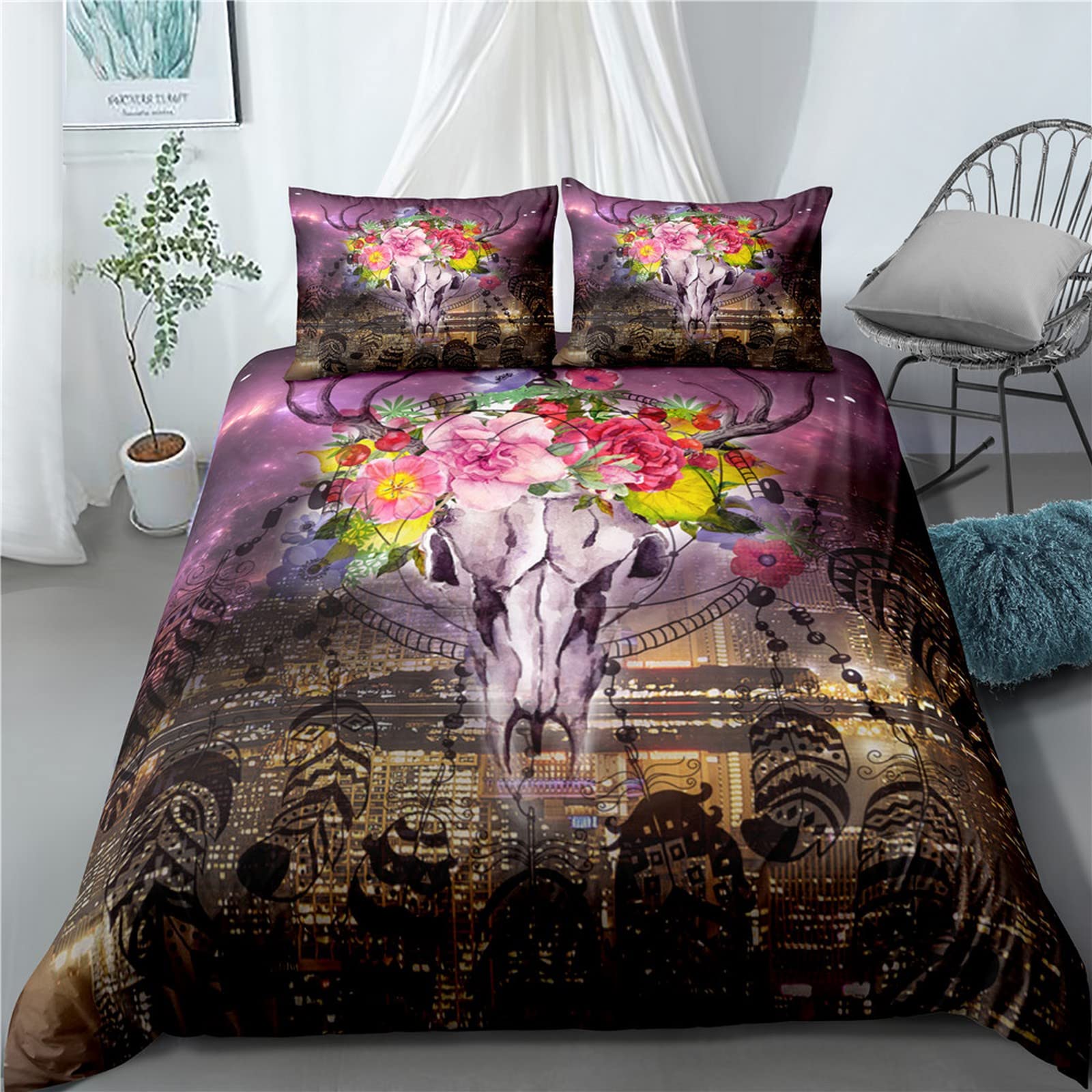 Custom Made Duvet Cover Super King 260X230 Cmdream Catcher Elk With 2 Pillowcases 3D Printed Bedding Set Quilt Case Children Teens Microfibre Zipper Closure Adults Kids - Do Not Fade - Easy Care