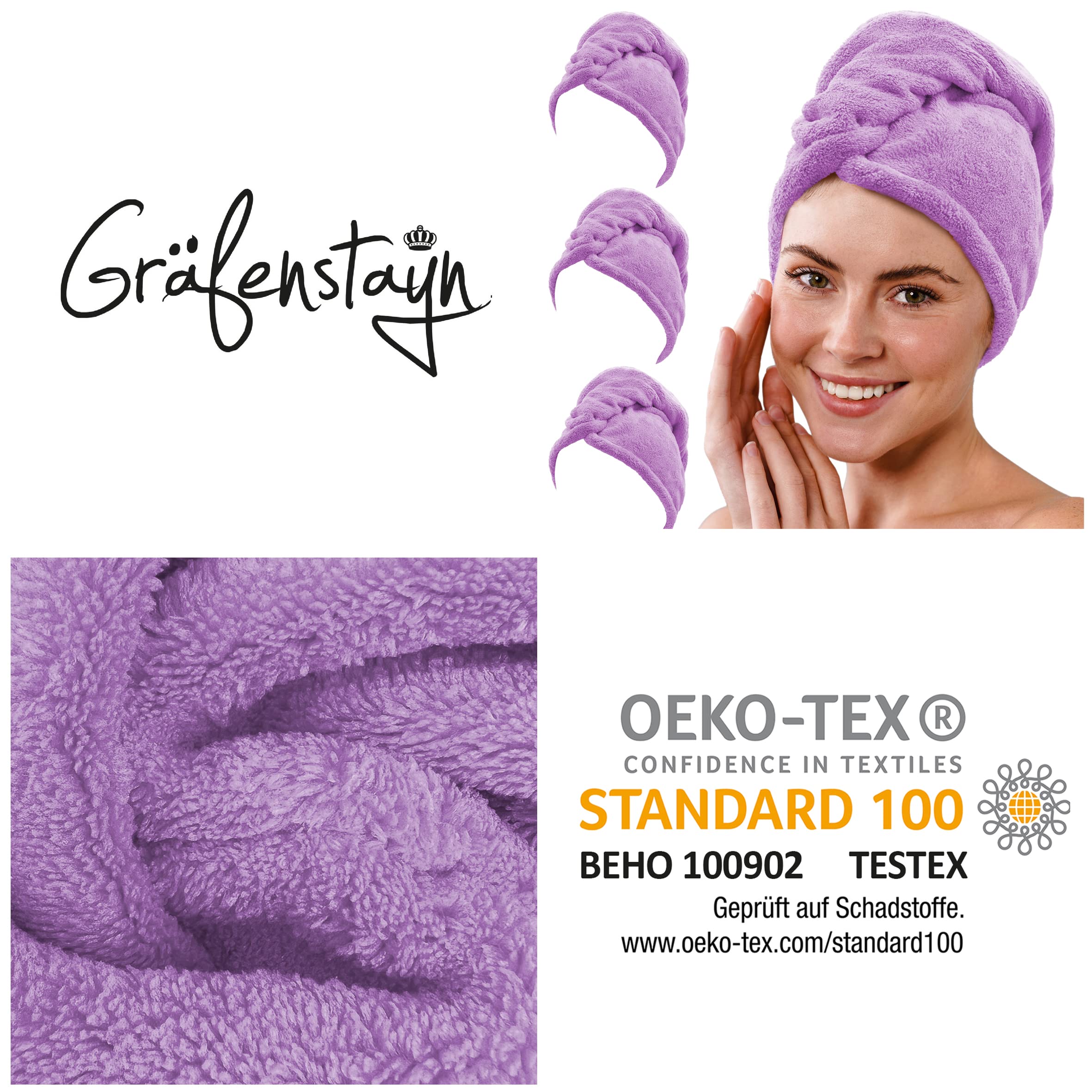 Serviette Turban Microfibre - Séchage Rapide Cheveux - 2 Boutons - Pour Hommes, Femmes, Enfants