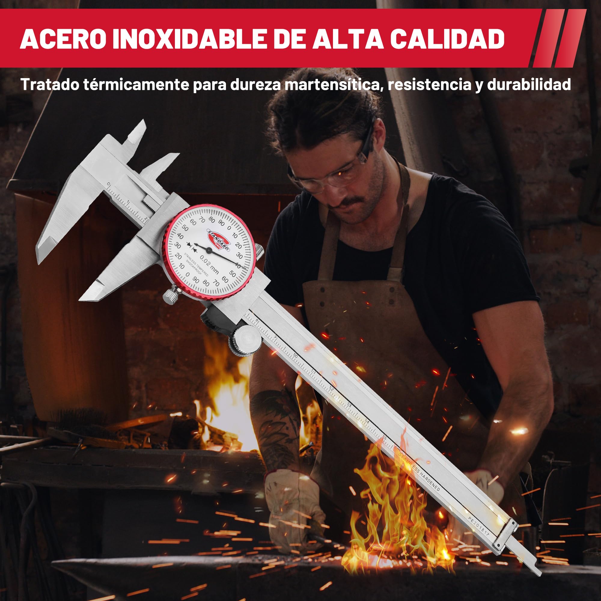 Calibres con Dial, Calibrador con Reloj 150mm, Calibrador Métrico con Reloj, Lectura 0,02 mm, Medidor de Precisión de 4 Formas de Medición, Herramienta de Medición, DIY