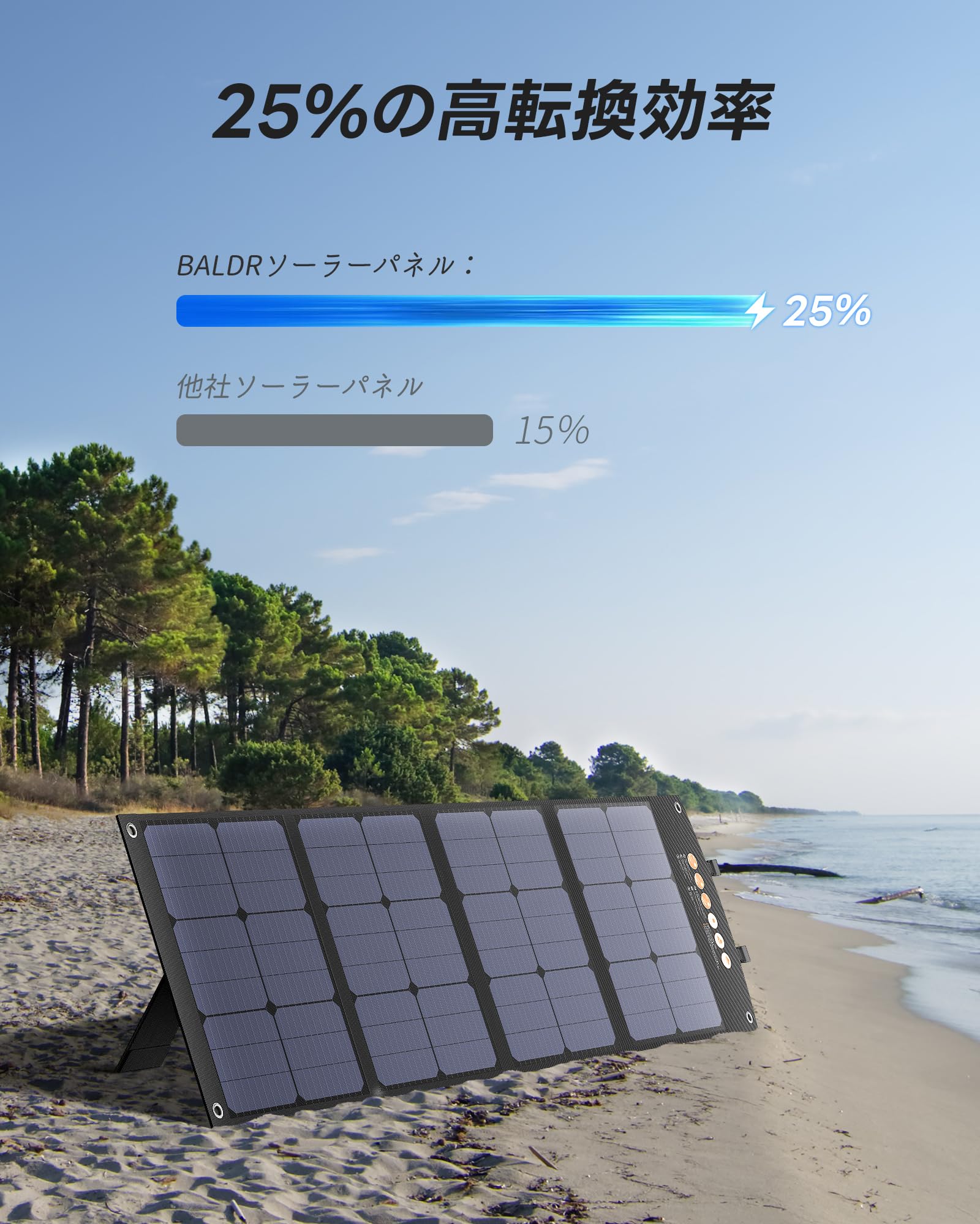 BALDR 120W ETFEソーラーパネル 地震防災対策 折り畳み式