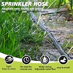 Sprinkler Hose with Holes, Flat Soaker Hose 100 Ft (25 ft 4pack) with Garden Staples and Splitters, Watering Drip Irrigation Hoses for Lawn, Vegetable and Garden Beds (100 ft)