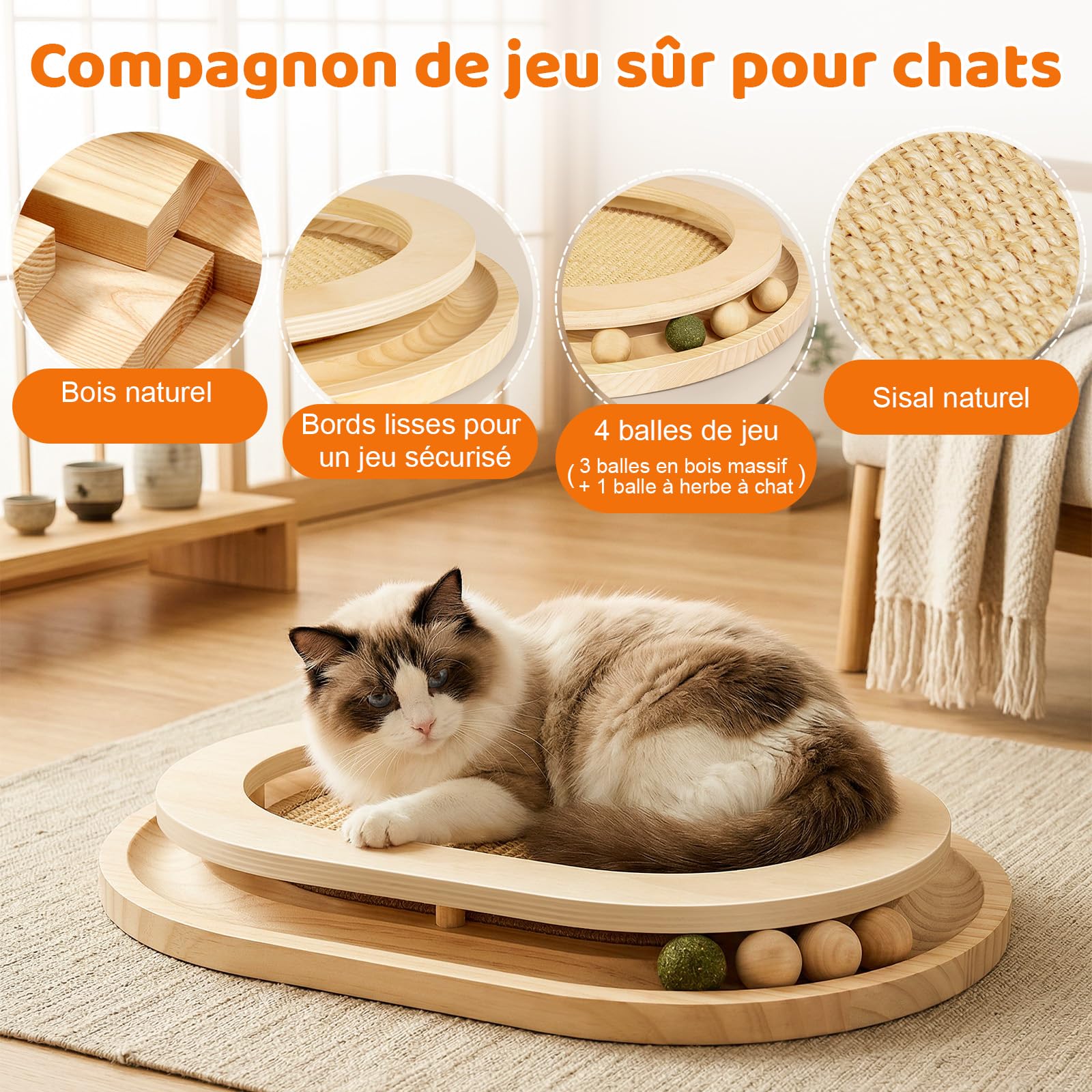 Grattoir pour Chat,Jouet pour Chat 2 en 1 avec Circuit,Tapis à Griffer