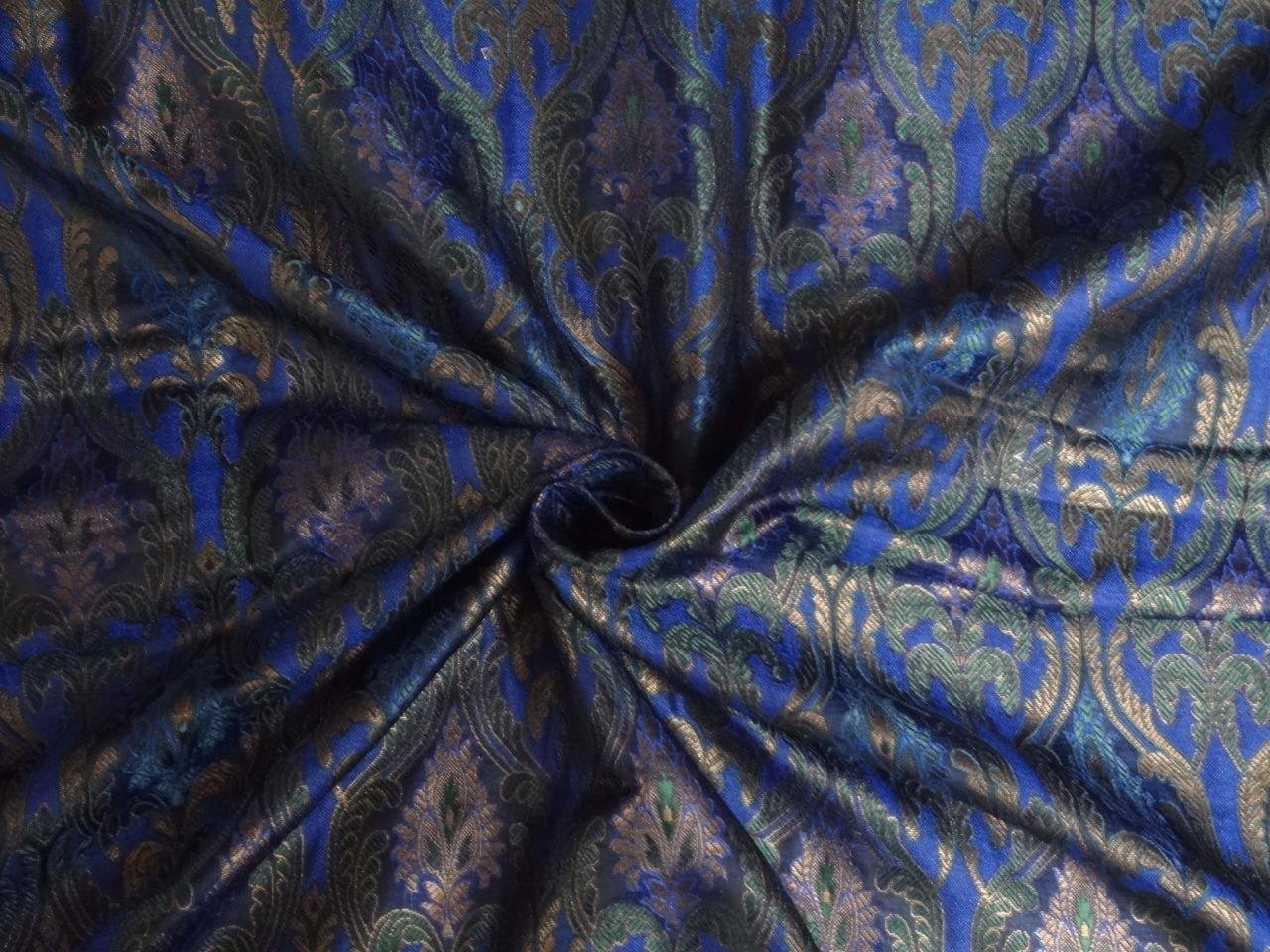 Soie brocade tissu bleu roi idéal pour confection de veste chic