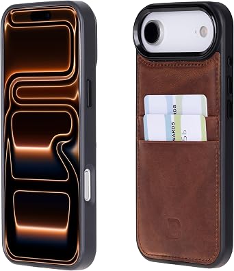BOULETTA Genuine Leather Wallet Case for iPhone 17 Air 6.5 Full-Grain Leather, Dual Card Slots, Slim Protective Design, Microfiber Lining, Premium Handmade Portfolio Case Antic Brown