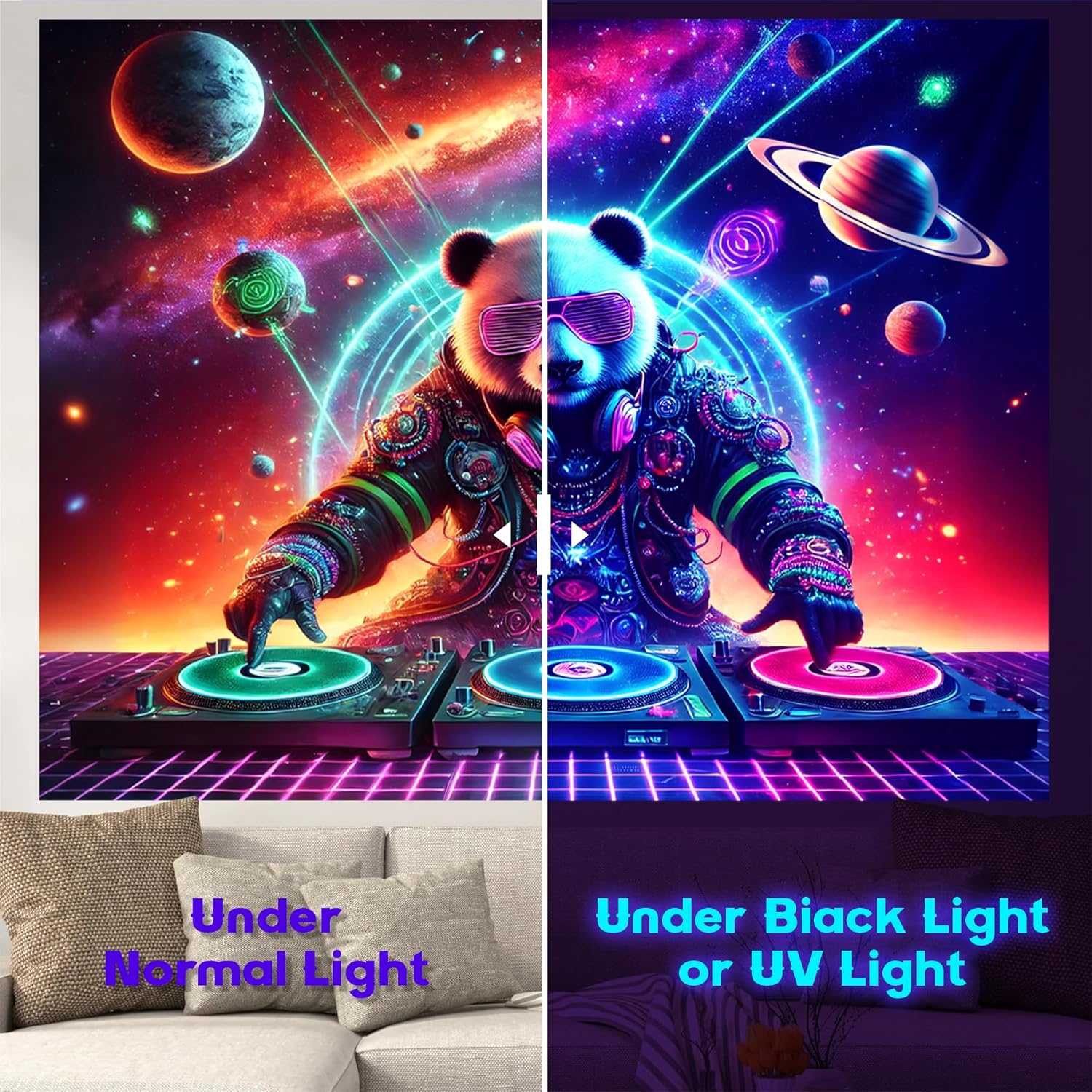 NYZE Astronaut Space Tapestry for Bedroom, Glow in the Dark Room Decor Wall Tapestries, Cool Galaxy Planet Wall Hanging, Wall Hanging for Men Guys Gamer Room Dorm Living Room 90x70 in