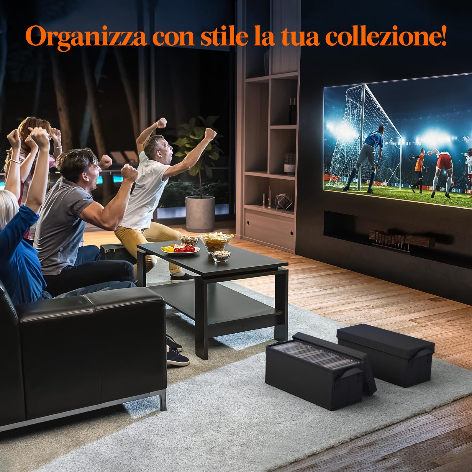 Lifewit Confezione da 4 Porta CD, Contenitori Impilabili con Coperchio Pieghevole per 120 CD (30 ciascuno), per Casa e Auto, Nero