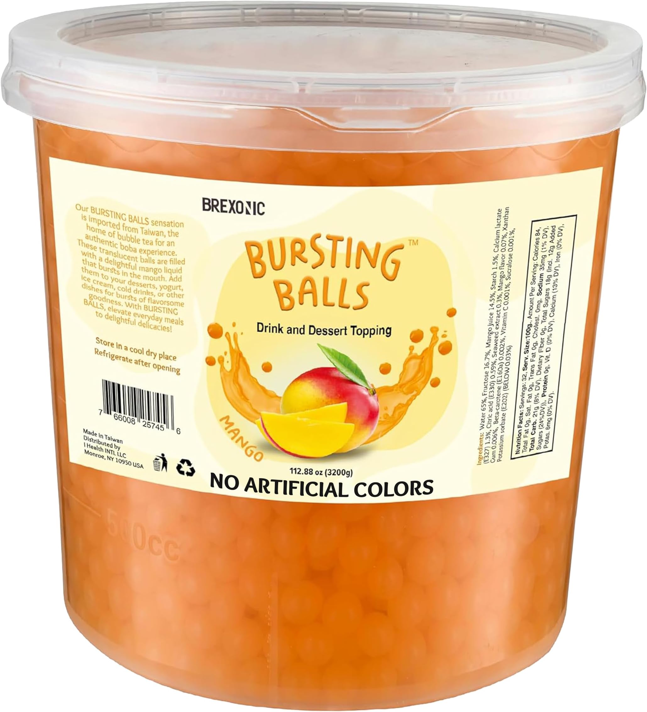Mango Boba Pearls Mango Popping Bursting Boba Bubble Tapioca Pearls For Bubble Tea, No Artificial Colors (7 LB 1 Pack)