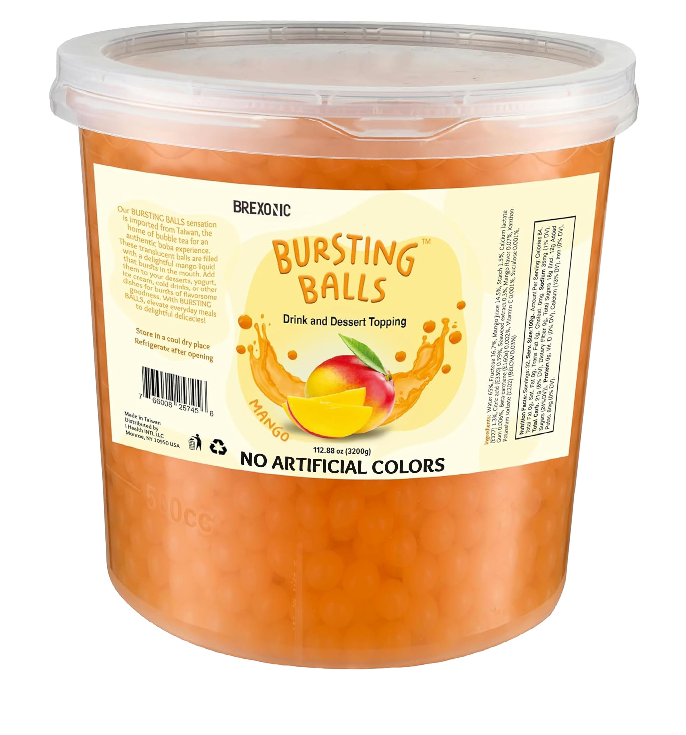 BREXONIC Mango Boba Pearls Mango Popping Boba Bursting Boba Mango Bubble Tapioca Pearls For Bubble Tea ( Mango , 7 LB 1 Pack )