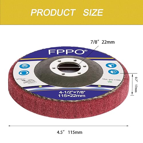 Miniatura 2 de FPPO 5 piezas disco de aleta de fibra de nailon de 4.5" x 78" pulgadas, rueda de pulido de almohadilla abrasiva para amoladora angular, herramientas