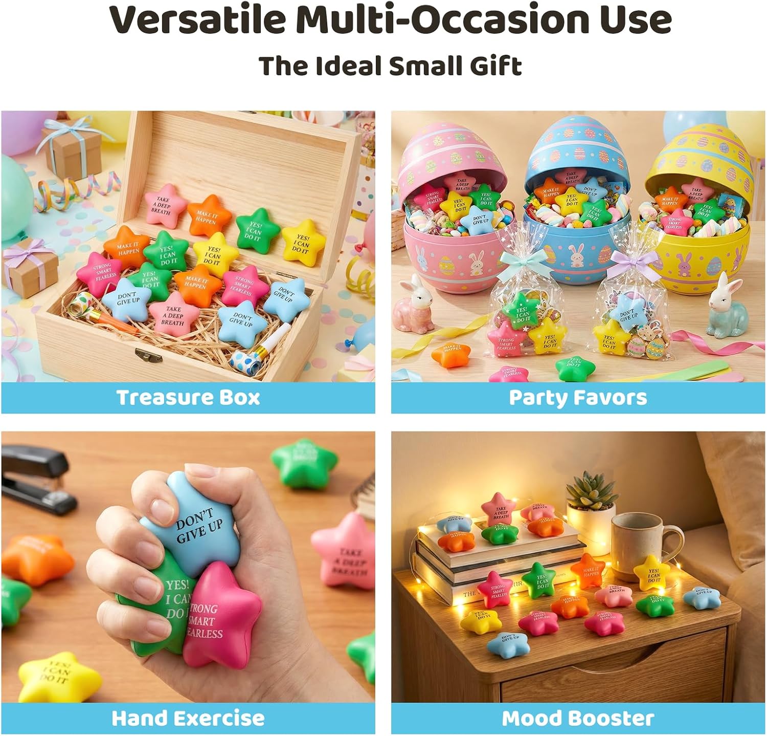 POPLAY 24PCS Star Stress Balls, 2inch Squeeze Toys Colorful Foam Motivational Stress Balls for Kids Adults Anxiety Fidget Sensory - Image 8