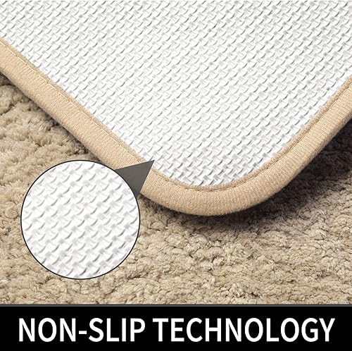 Miniatura 3 de Alfombras de baño para inodoro contorneadas en forma de U, antideslizantes y absorbentes, ultra suaves, gruesas, lavables a máquina (beige, 20 x 24