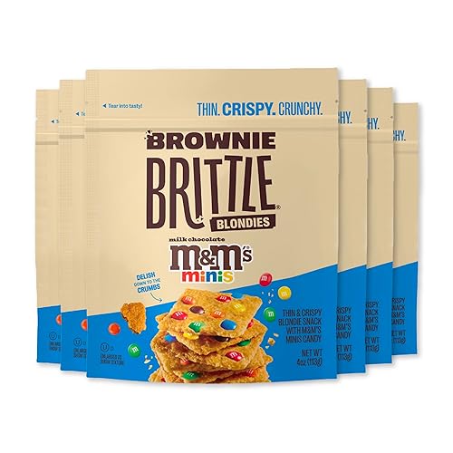 Sheila G's M&M Brownie Brittle Blondie Sweet Light Crispy Snack-Rich Blondie Brownie Taste with a Cookie Crunch- Bolsa de 4 onzas, paquete de 6