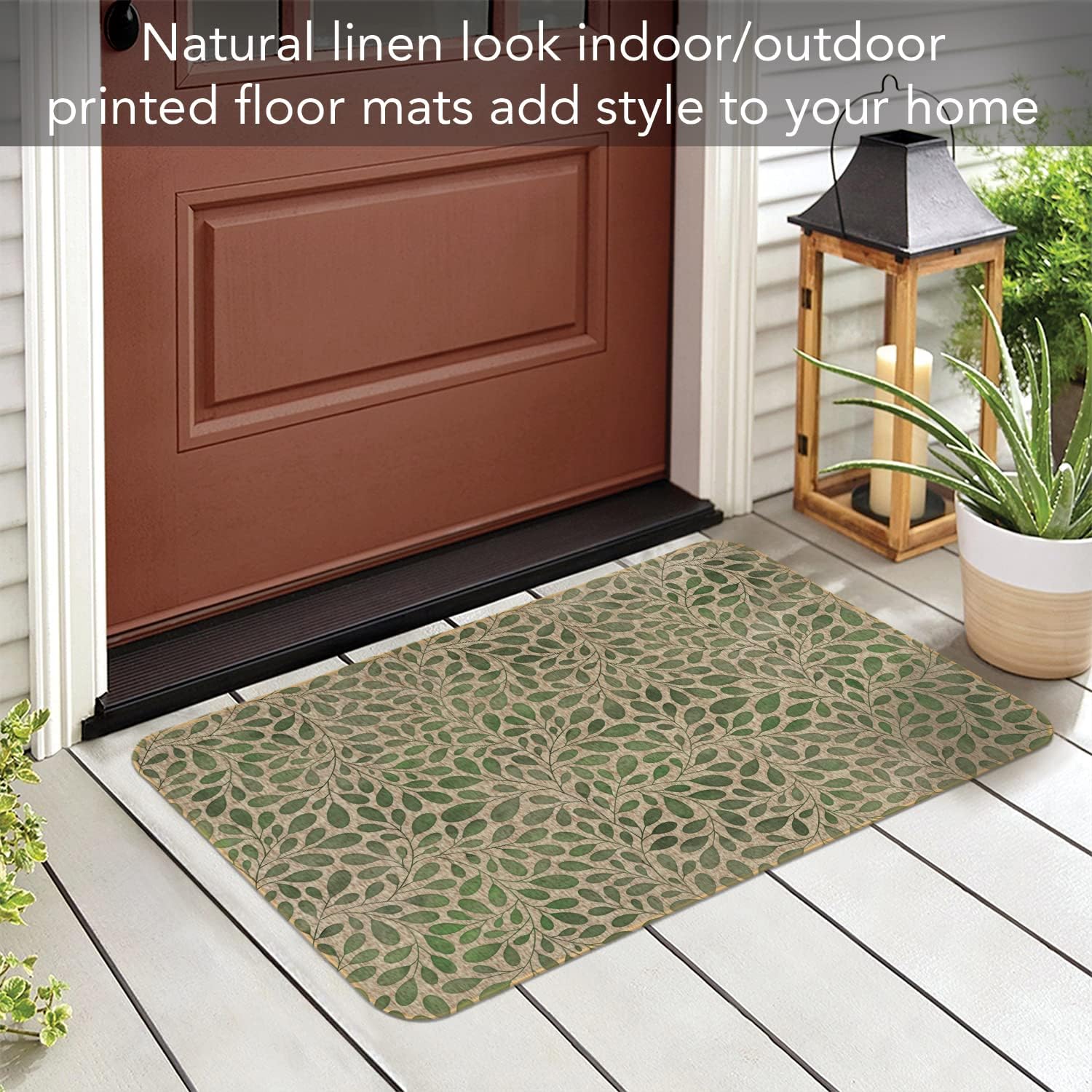 Counterart Verde Garden Natural Linen Look Indoor/Outdoor Floor Mat with Rubber Back Manufactured in The USA 29.5” x 17.75”