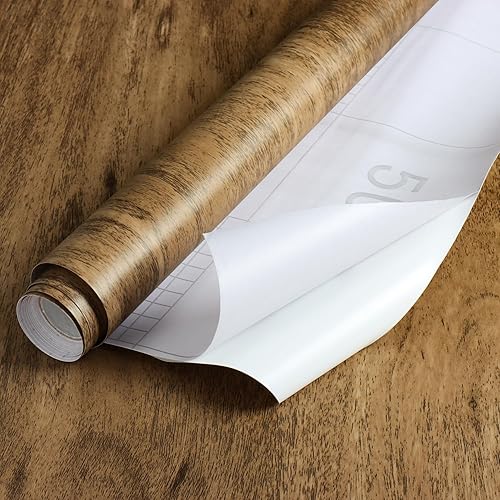 Miniatura 27 de Erfoni Papel tapiz de madera sintética marrón de 17.7 x 394 pulgadas, con aspecto de madera, autoadhesivo, rústico, extraíble, papel de contacto