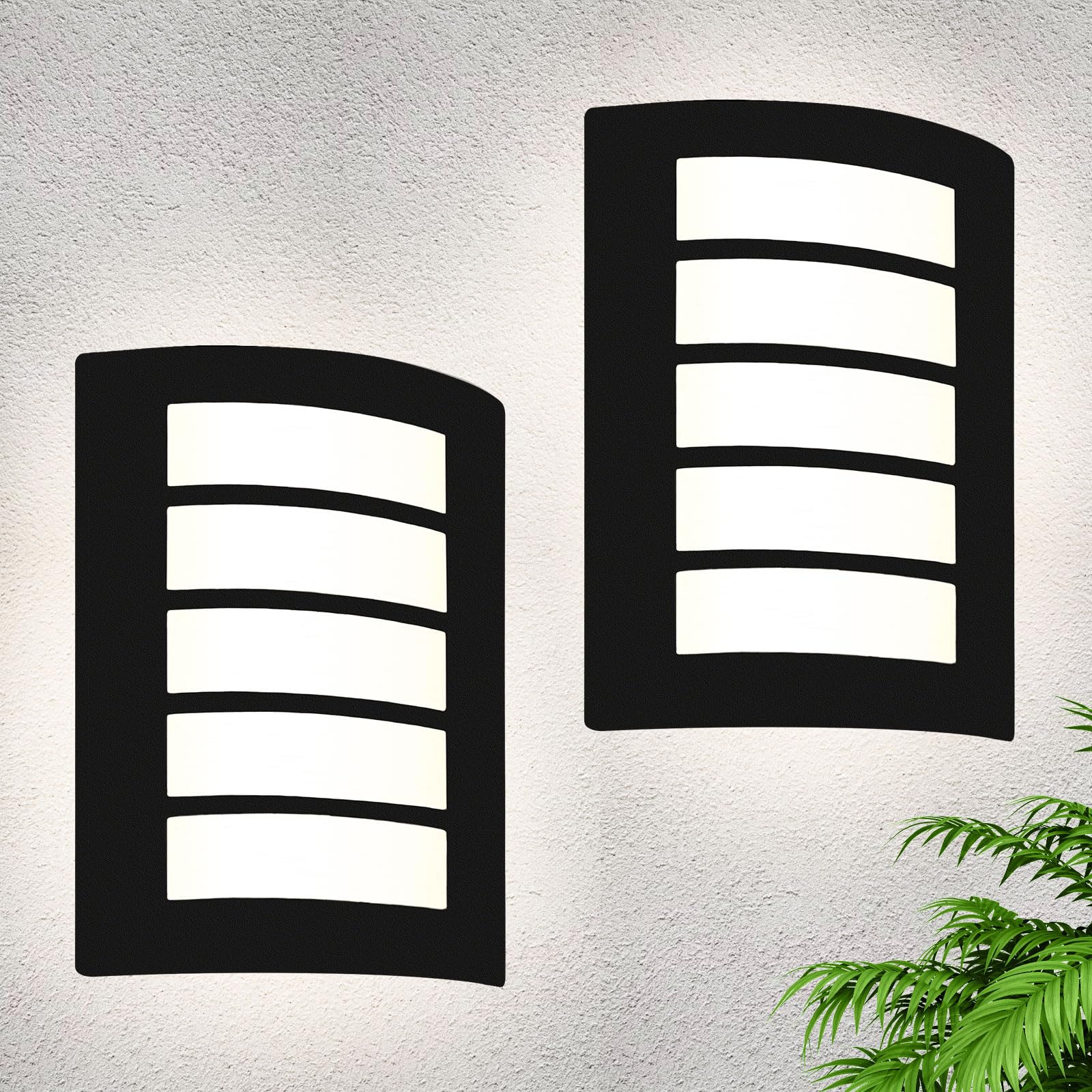 HiBay Set de 2 Lámparas de Pared E27 IP44 Negro Mate ABS Acero Inoxidable Lámpara de Pared Acodada para Iluminación de Balcón de Casa (sin Bombillas)