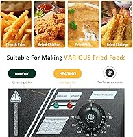 Vista 5 de Freidora comercial, freidora eléctrica de encimera de 1700 W con canasta, freidora de aceite de acero inoxidable de 11.4 cuartos de galón