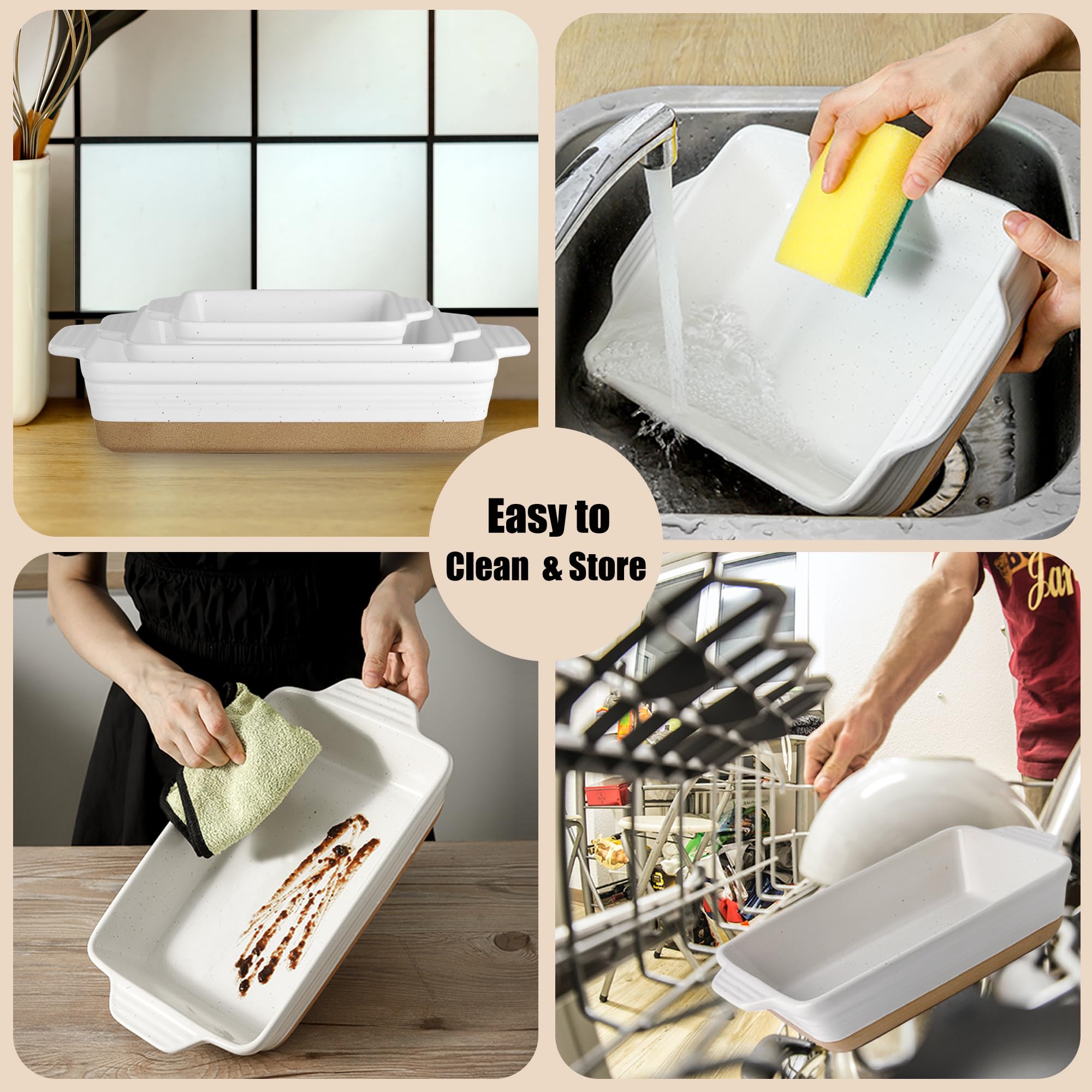 YMASINS 3-Piece Ceramic Baking Dish Set - Rectangular Lasagna Pans With Handles, Oven Safe 10 thumbnail image