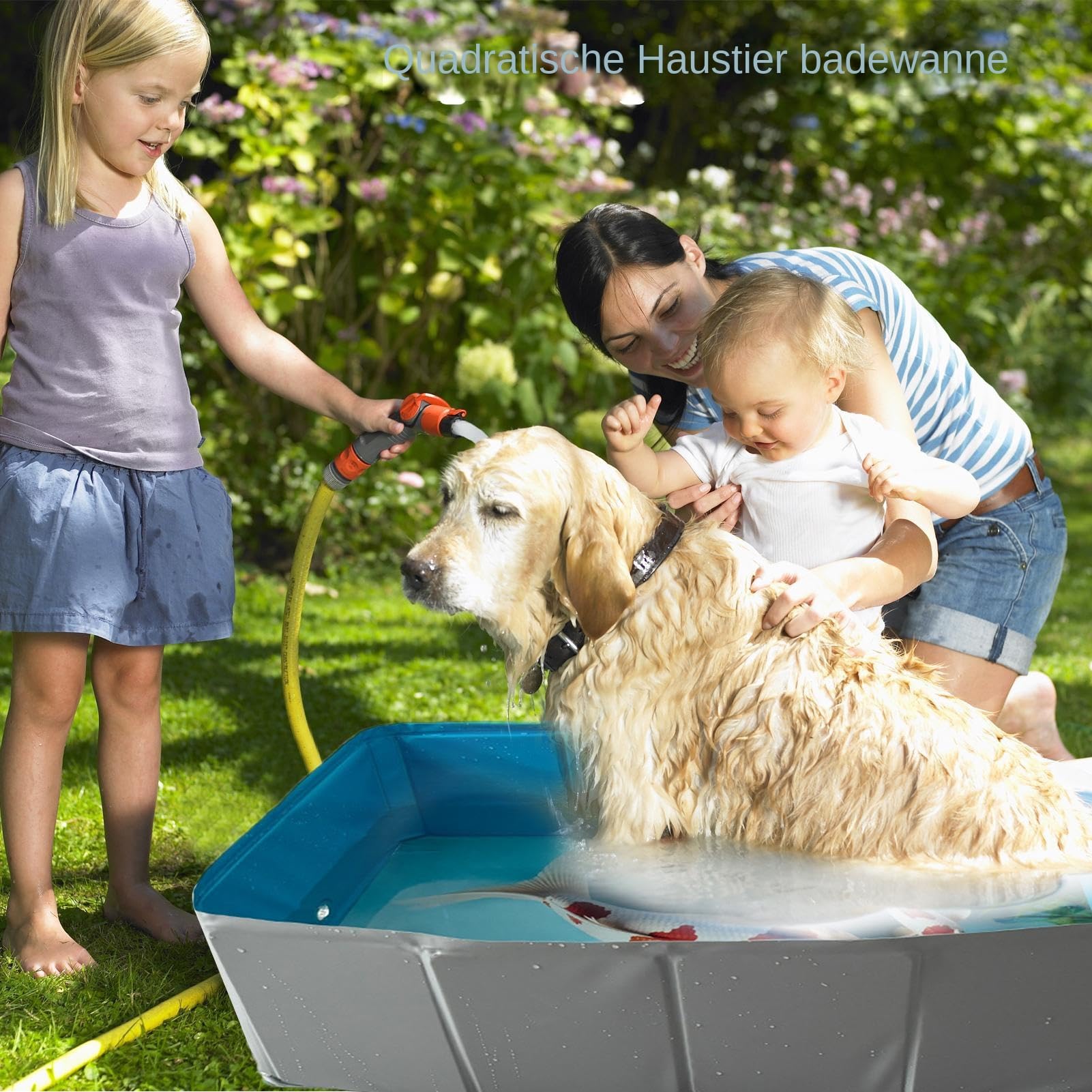 Piscina para Mascotas Bañera De Perro Plegable De PVC con Forma Cuadrada | Bañera Antideslizante Para Cachorros Gatos Y Animales Pequeños Medianos Y Grandes