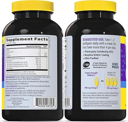 Miniatura 7 de Omega3Innovixlabs de triple fuerza Concentrado de 003 onzas de omega 3 de aceite de pescado por píldora Recubrimiento entérico sin olor y no produce