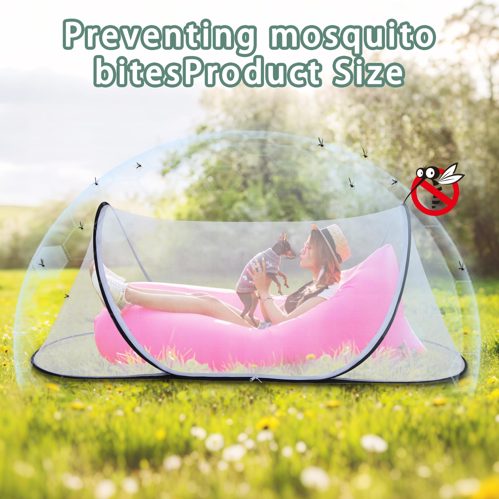 Mosquitera grande desplegable de 78.7 x 31.5 x 23.6 pulgadas, tienda de campaña portátil plegable, adecuada para dormitorio de bebé, uso al aire libre 3