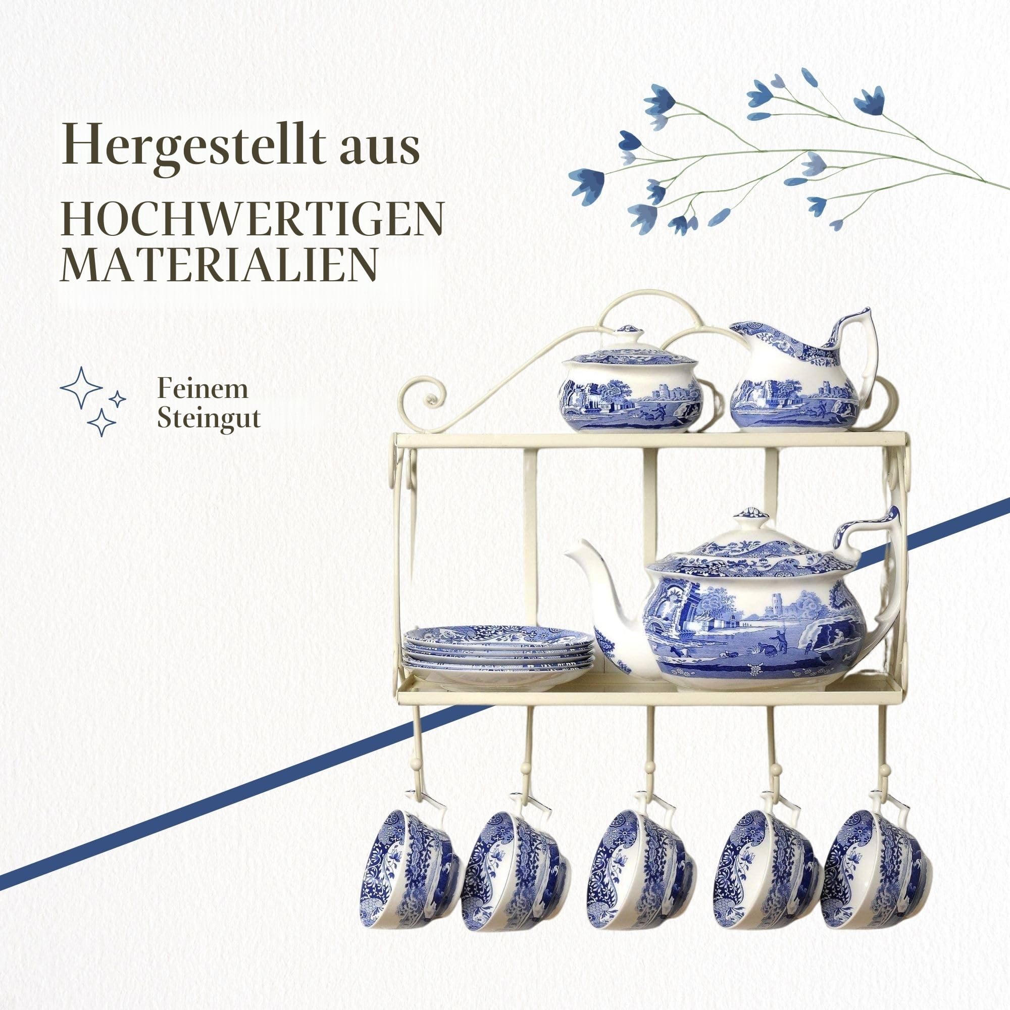 Spode Blue Italian 15cm Müslischale in Blau und Weiß 4er-Set