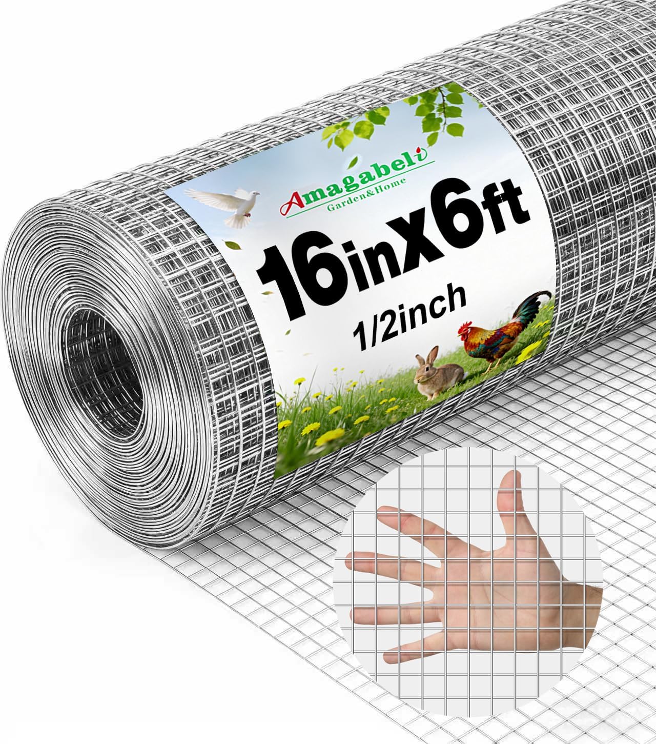 AMAGABELI GARDEN & HOME 17 Gauge Galvanized Hardware Cloth 48inch x 50ft 1 x 1 inch Welded Wire Mesh Fence Roll Chicken Wire Fencing for Tree Guard Rat Rabbit Snake Poultry Netting Cage Garden