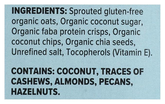 One Degree Organic Foods Avena Proteína Germinada Coco Chía Sin Gluten Orgánica 11.6 Oz miniatura 3