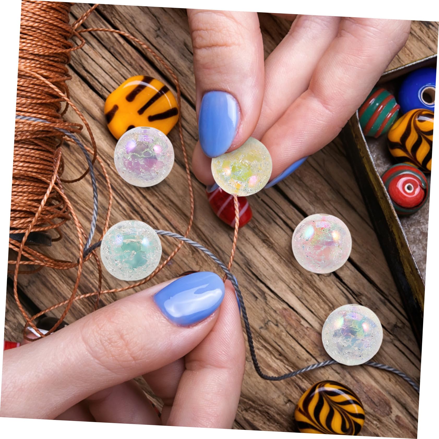 40 Piezas Cuentas Hechas Mano Redondas de Acrílicas para Bricolaje Cuentas Transparentes para Manualidades Decorativas para Hacer Tú Mismo Joyería Suministros para Hacer Pulseras