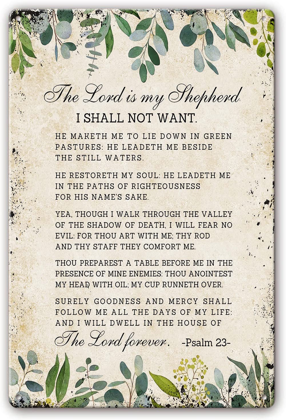 Preeklen Tin Sign 045 Psalm 23 The Lord Is My Shepherd Metal Poster Tin Signs Scripture Wall Art For Bedroom Wall Decorative Pictures For Office Painting Prints Wall Plaque 6X8 Inch