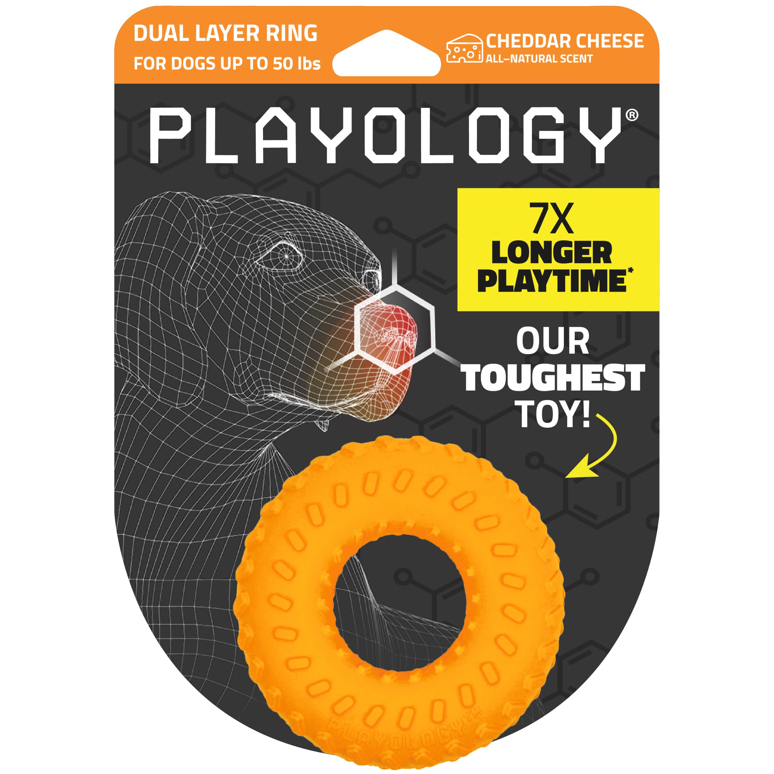 Dual Layer Ring Dog Toy for Aggressive Chewers, Cheddar Scent