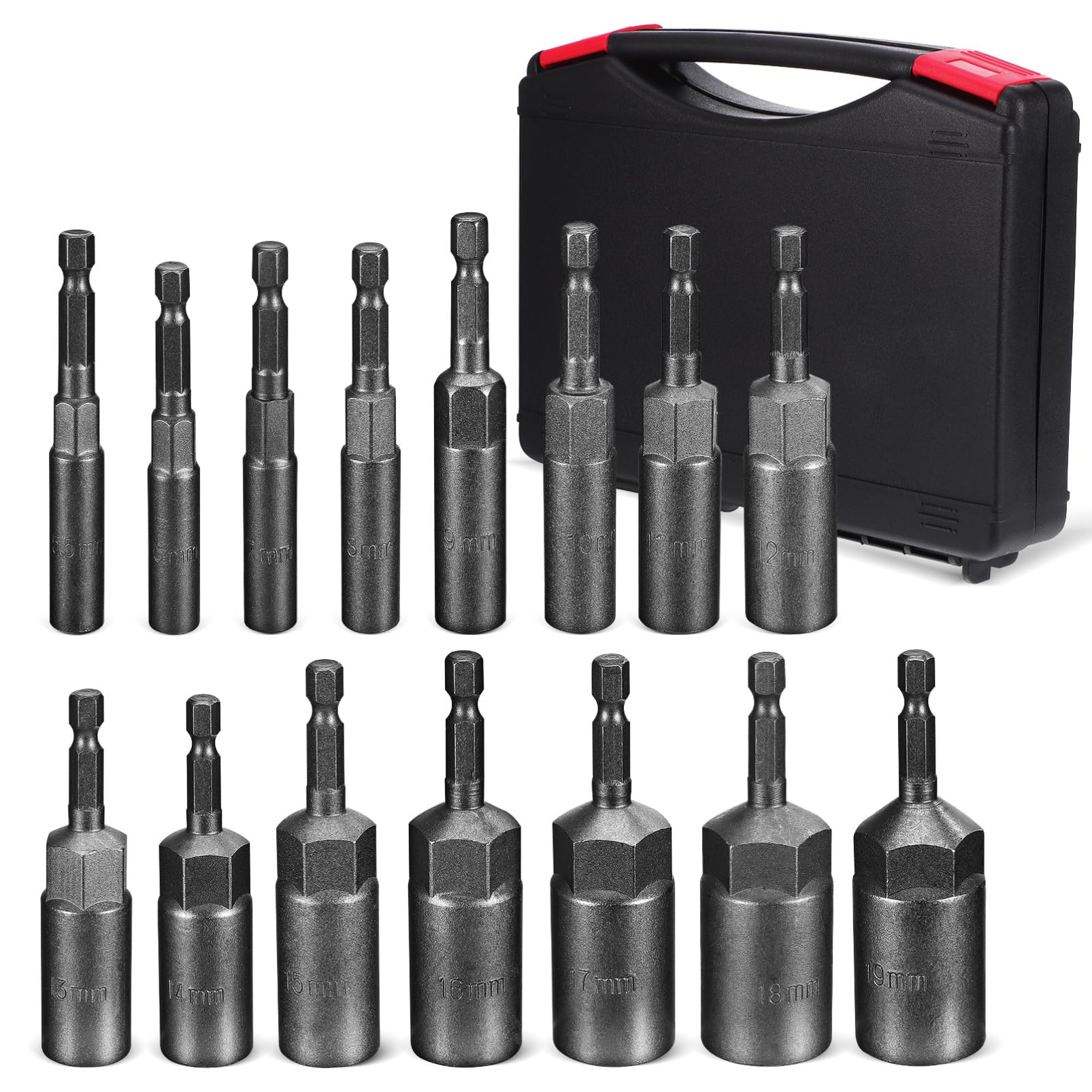NUOBESTY 1 Set Juego de Brocas para Cabezal con Caja de Almacenamiento, Diseño Profundo 80mm para Taladro, Precisión y Resistencia