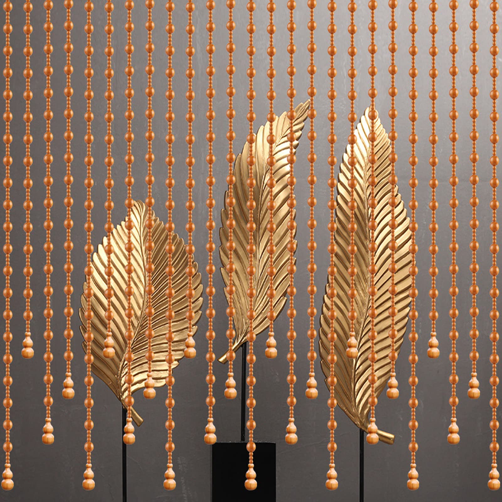 Rideau en Perles en Bois Naturel,Cloisons Placards Rideaux,Rideau Perlé en Bois Fait à La Main,Rustique Décor,Taille Personnalisable (21 Strands-65x40-60cm)