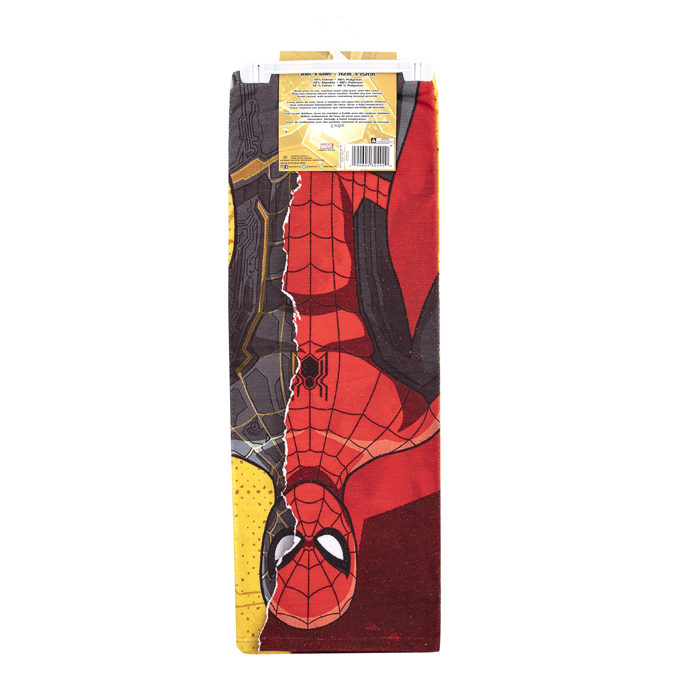 Spider-Man 30 X 60 Inch Beach Towel - Large, Soft & Non-Toxic Character Towel For Pool, Beach, Or Gym