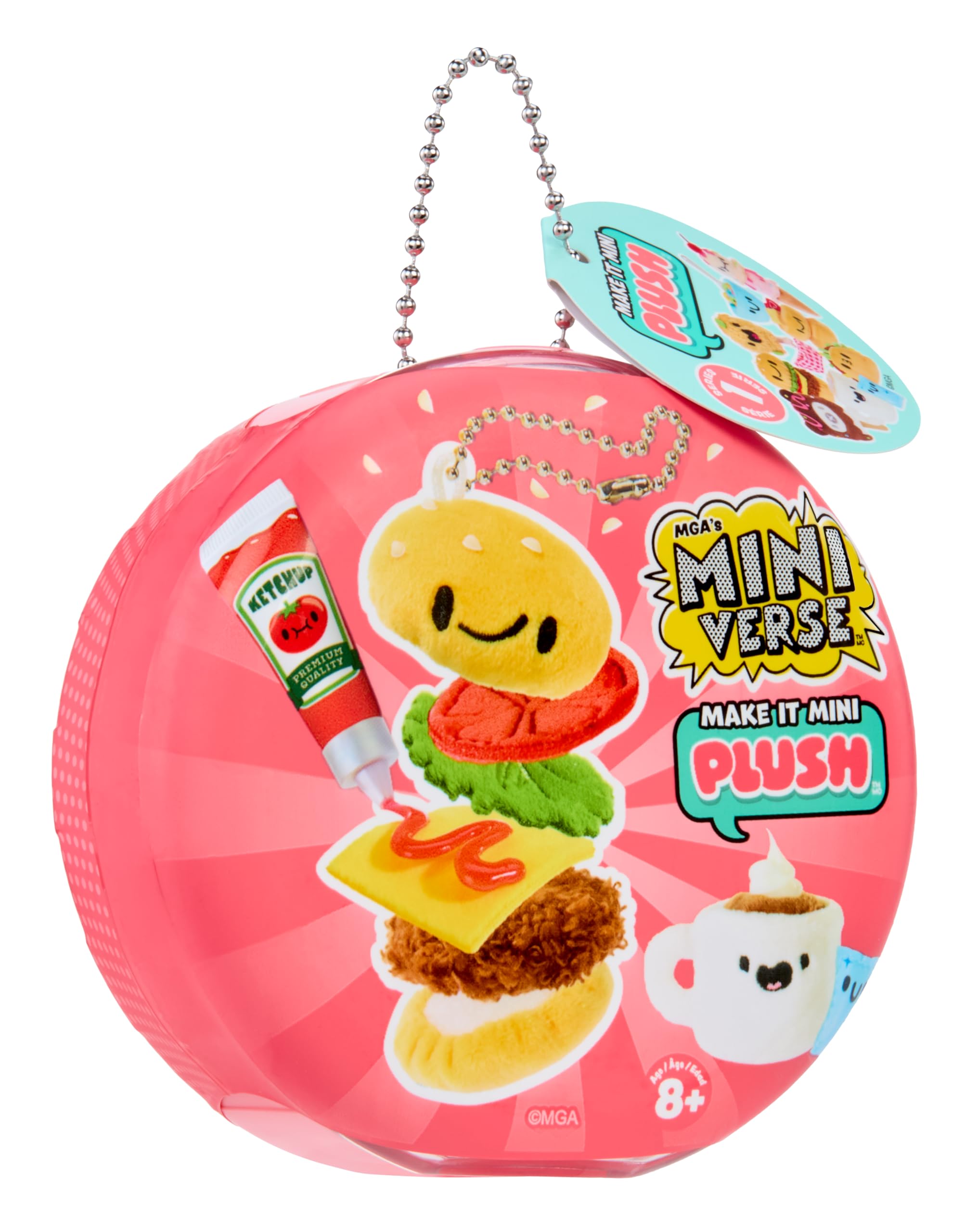 MGA’s Miniverse Make It Mini Plush – Zestaw do samodzielnego wykonania pluszowych zabawek o tematyce kulinarnej z klejem samoutwardzalnym i breloczkiem, 8 figurek kolekcjonerskich, dla dzieci od 8 lat