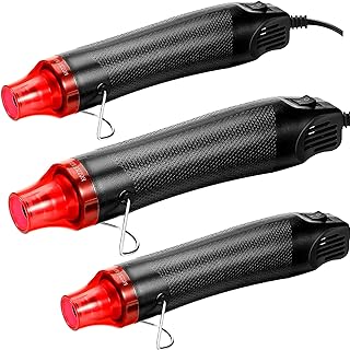 3 Pcs Heat Gun for Crafts, Mini Hot Air Gun, Portable Handheld Heat Gun for DIY Crafts Embossing, Epoxy Resin, Shrink Wrapping, Vinyl Wrap, Drying Paint, Clay, Cup Turner, Candle Making, 300W, Black