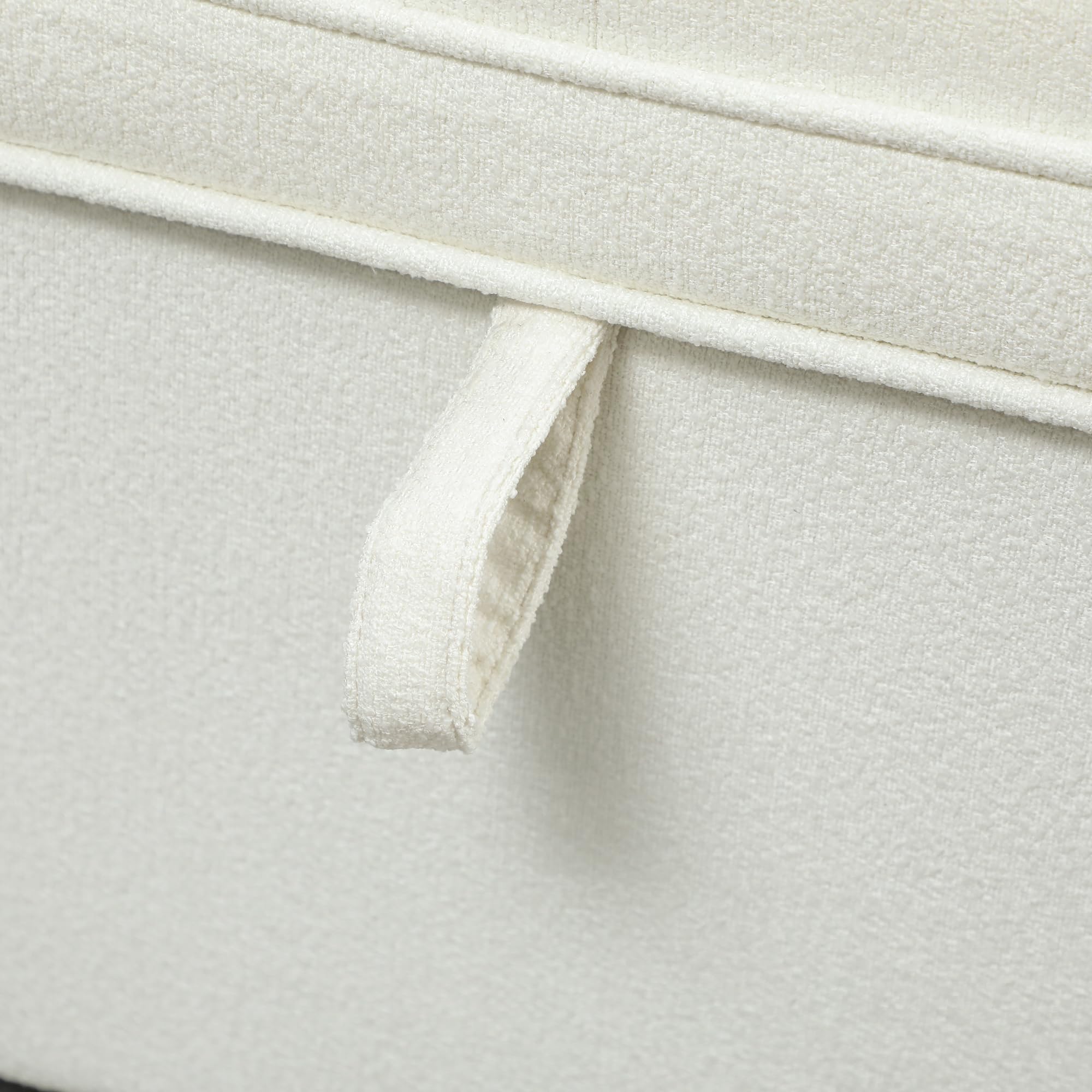 HOMCOM Puff Almacenaje Banco Almacenaje 112L Tapizado en Lino con 2 Bisagras de Seguridad Tapa Abatible y Asiento con Capitoné para Dormitorio Salón Entrada Carga 120 kg 120x40x48 cm Crema