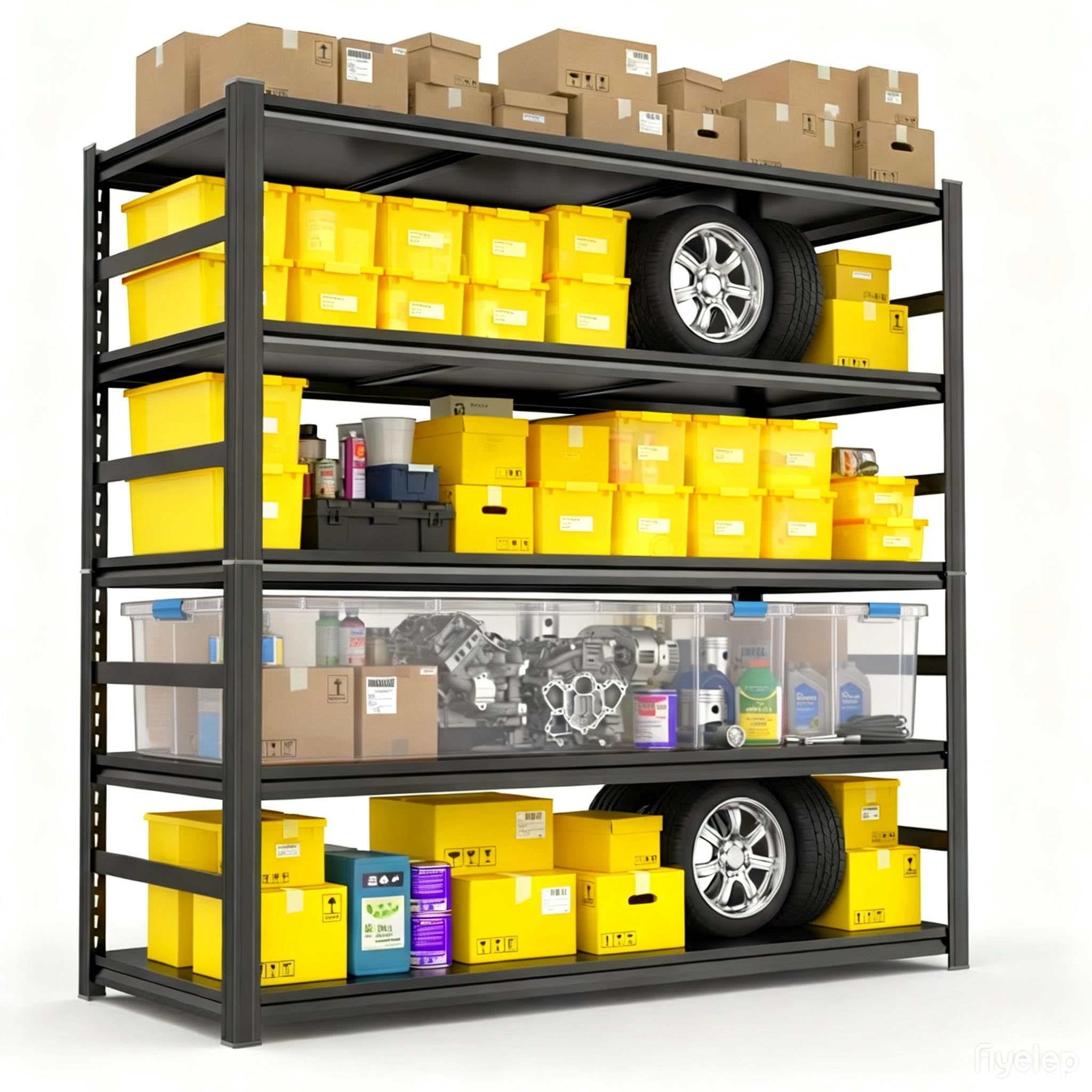 FlyDzrewt Garage Shelving, Metal Shelves for Storage,3000lbs Standing Shelves,Heavy Duty Shelving with Adjustable Shelf for Garage Kitchen Warehouse Pantry Basement (78-45.28×20in-6 Tier) — image 1