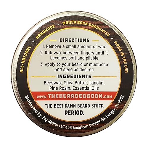 Miniatura 3 de Cera para bigote y barba ridículamente fuerte (2 latas) - 100% natural, control de peinado durante todo el día con sujeción ultra fuerte, 1 onza