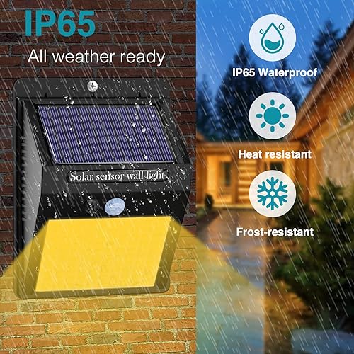 Miniatura 9 de Paquete de 2 luces solares de movimiento al aire libre, 3 modos100 luces LED de seguridad solares inalámbricas IP65 impermeables con sensor de