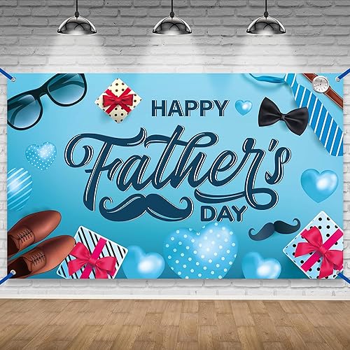 XtraLarge - Banner para el Día del Padre, 72 x 44 pulgadas, decoración del día del padre, telón de fondo para fiestas, decoraciones azules para el