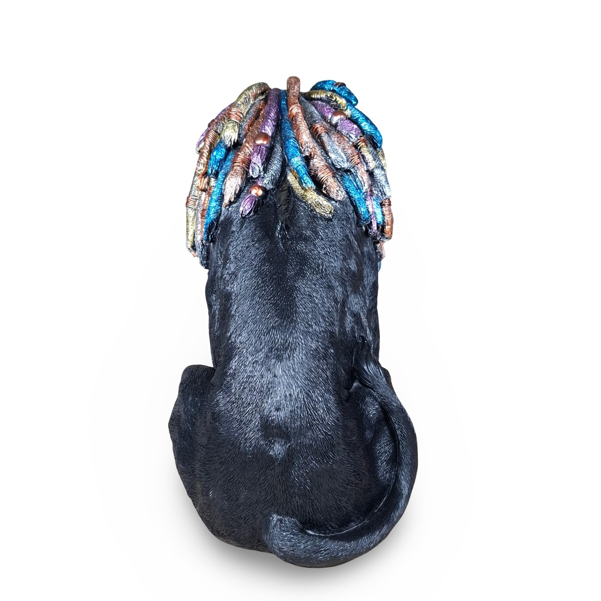 colourliving Deko Hund Rasta Bob – Hundefigur handbemalt aus Polyresin | in 2 Größen & Farben zur Auswahl (Schwarz, Groß)